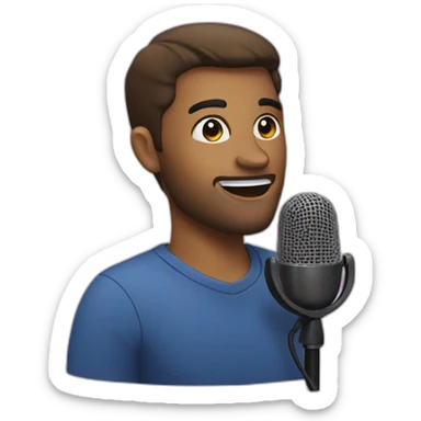 podcast host with microphone sticker