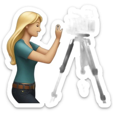 Male Photographer shooting female model sticker