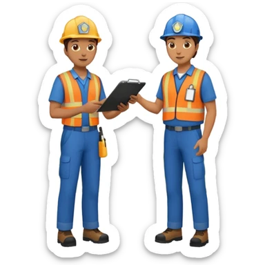 Landscaping company worker talking to another person, full body sticker