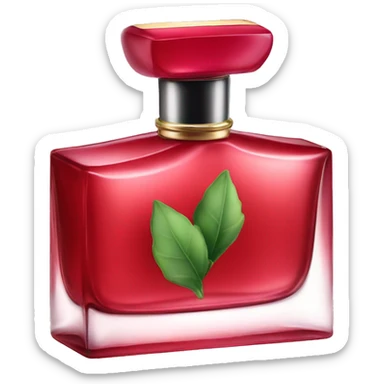 Perfume bottle with red perfume sticker