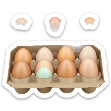 A carton of a dozen of pastel-colored eggs sticker