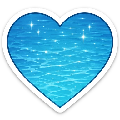 heart with a sparkling sapphire lake, clean digital illustration, no background sticker