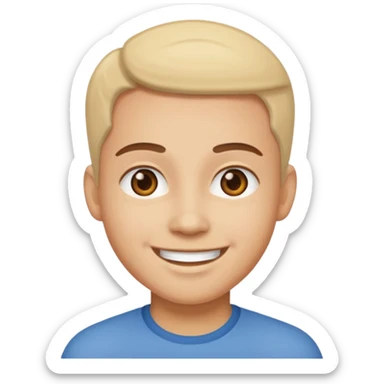 Generate a smiling emoji of this person please sticker