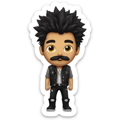 punk boy with shaggy hair and moustache sticker