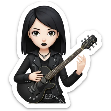 Goth girl with black guitar all in black  sticker