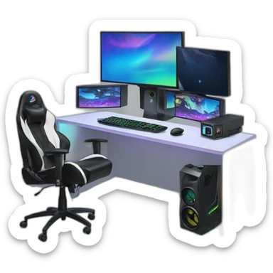 Gaming setup with rgb computer  sticker