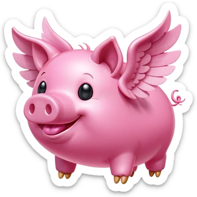 smiley face winged flying pig made of bubblegum sticker