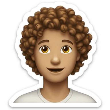 Boy curly brown haire gren eyes sticker