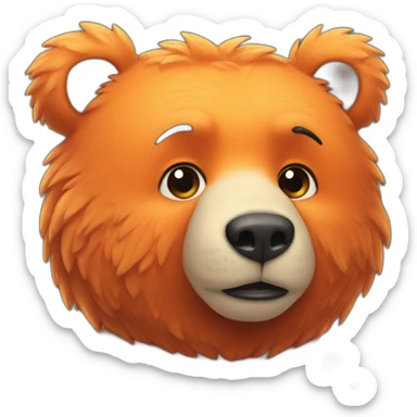 orange bear with tiny black top and blue eyelash sticker