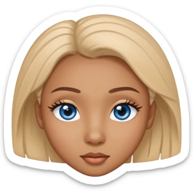 Very pretty light brown skin pretty lashes small nose blasian  one eye blue other eye brown sticker