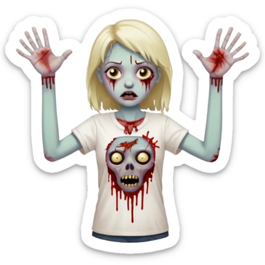 zombie girl with white t-shirt, arms outstretched sticker