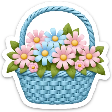 Romantic pastel pink and pastel blue basket  sticker