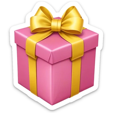 Pink gift with a yellow ribbon sticker