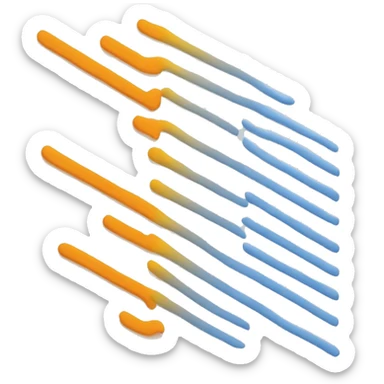  Straight lines going horizontally left to right. Orange on top, then yellow, white, light blue, dark blue sticker