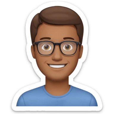 a young dad with brown hair, light skin color, with rectangular glasses, without beard sticker