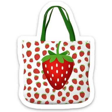 Strawberry tote bag with handles  sticker