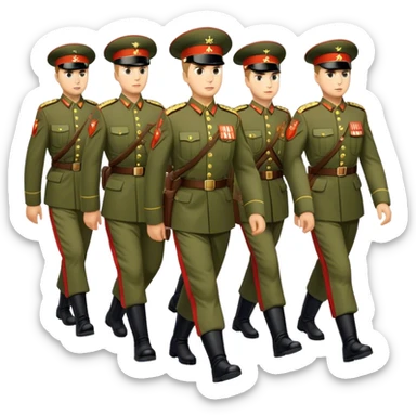 big modern Russian army marching, photorealistic sticker