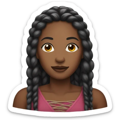 black woman with long braids and lashes sticker