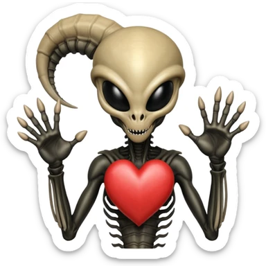 xenomorph making heart sign sticker