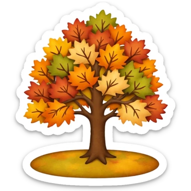 Fall tree with beautiful autumn colors, felt texture, scrapbooking sticker