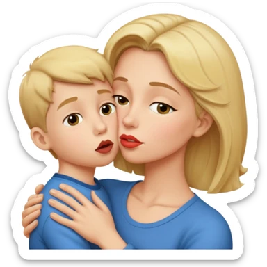 mom kiss son on lips sticker