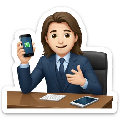 office-boss-suit-excited-phone-desk-long-haired-man sticker