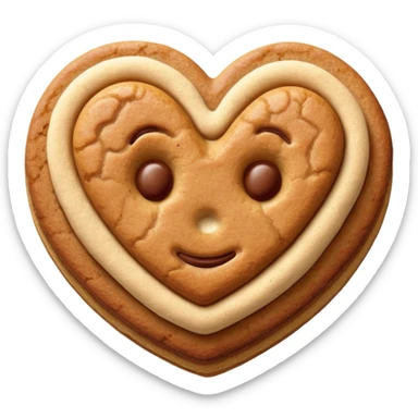 snicker doodle cookie with cinnamon powder on top in a heart shape cookie sticker