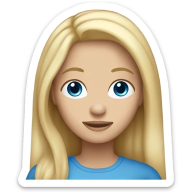 Woman long blonde hair Caucasian with blue eyes sticker