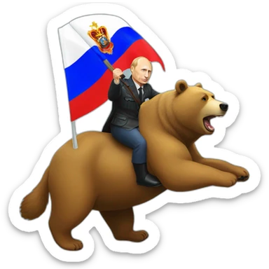 Vladimir putin with pride flag riding on a bear sticker