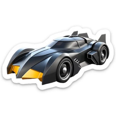  the animated series aerodynamic knight futuristic concept Batmobile loosely based on 1936 cord 812 brogham (flat long straight faceted mechanical body) finned stealthy street hot rod  sticker