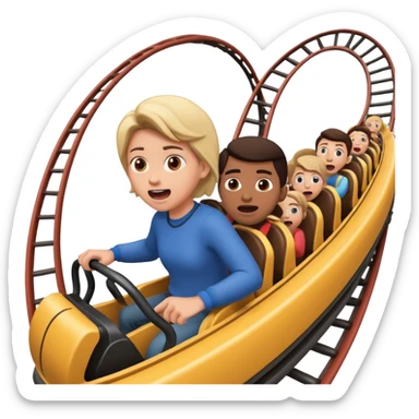 a person riding a rollercaster and being really scared sticker