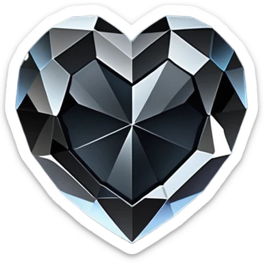 Crystals black heart 3D  sticker