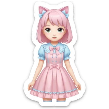 Shiny Blushing Cute Kawaii Beautiful Pastel Lolita Anime Catgirl Trending Style Cottagecore Pastelcore  sticker