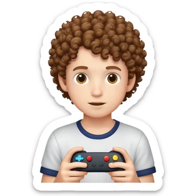 Chico de pelo rizo jugando videojuego sticker