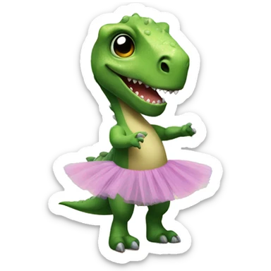Dinosaur on a beach with a tutu sticker