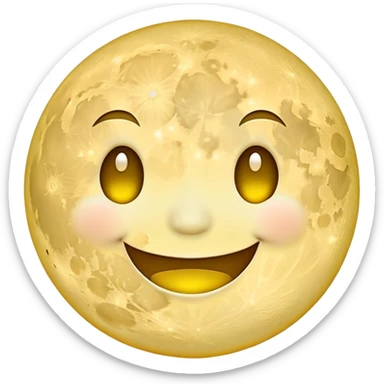 A full moon with a happy smiling face sticker