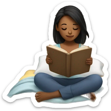 A girl reading in bed sticker