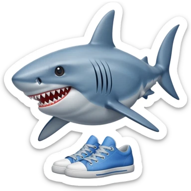 shark with 3 legs wearing blue shoes sticker