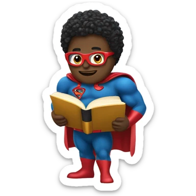 superhero holding a book reading sticker