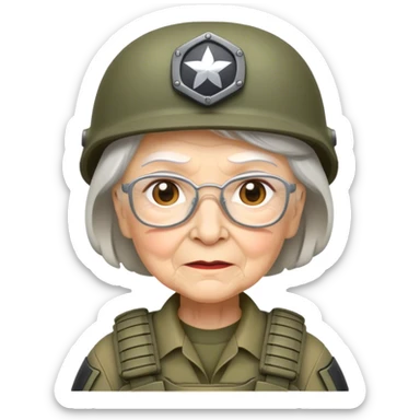 Grandma in combat gear sticker