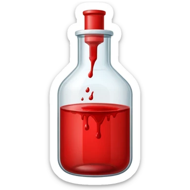 A lab science bottle but filled with blood sticker