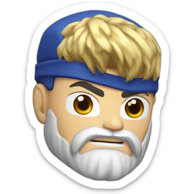 Street fighter Ryu with blue eyes and beard sticker