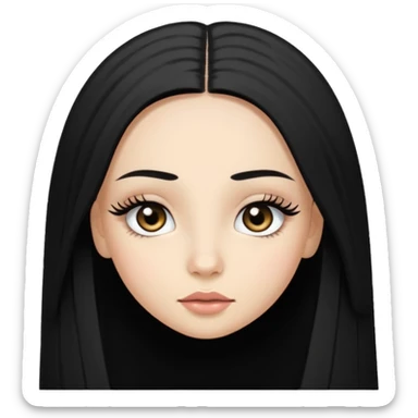 pretty light skinned girl with lashes and black long hair straight hair small eyes  sticker