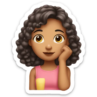  Cute Girl with her hand on chin  sticker