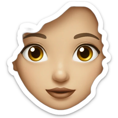 Fille blanche cheveux longs marron boucles et yeux marrons sticker