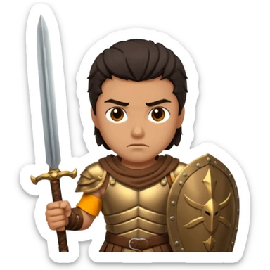 Gladiator with dark hair and dual swords sticker