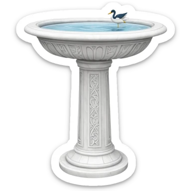 Tall water bird bath fountain made of white marble sticker