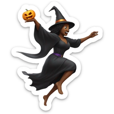 halloween goddess witch sprinting, with a large stride and arms outstretched sticker