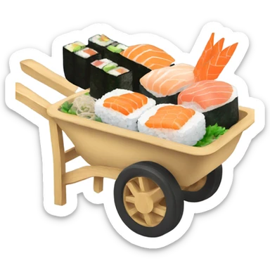 A wheelbarrow full of sushi sticker