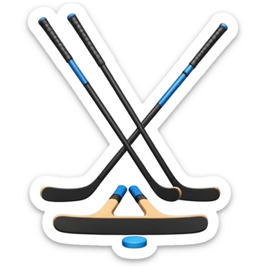 two hockey sticks crossing and a puck like the original apple hockey stick emoji sticker